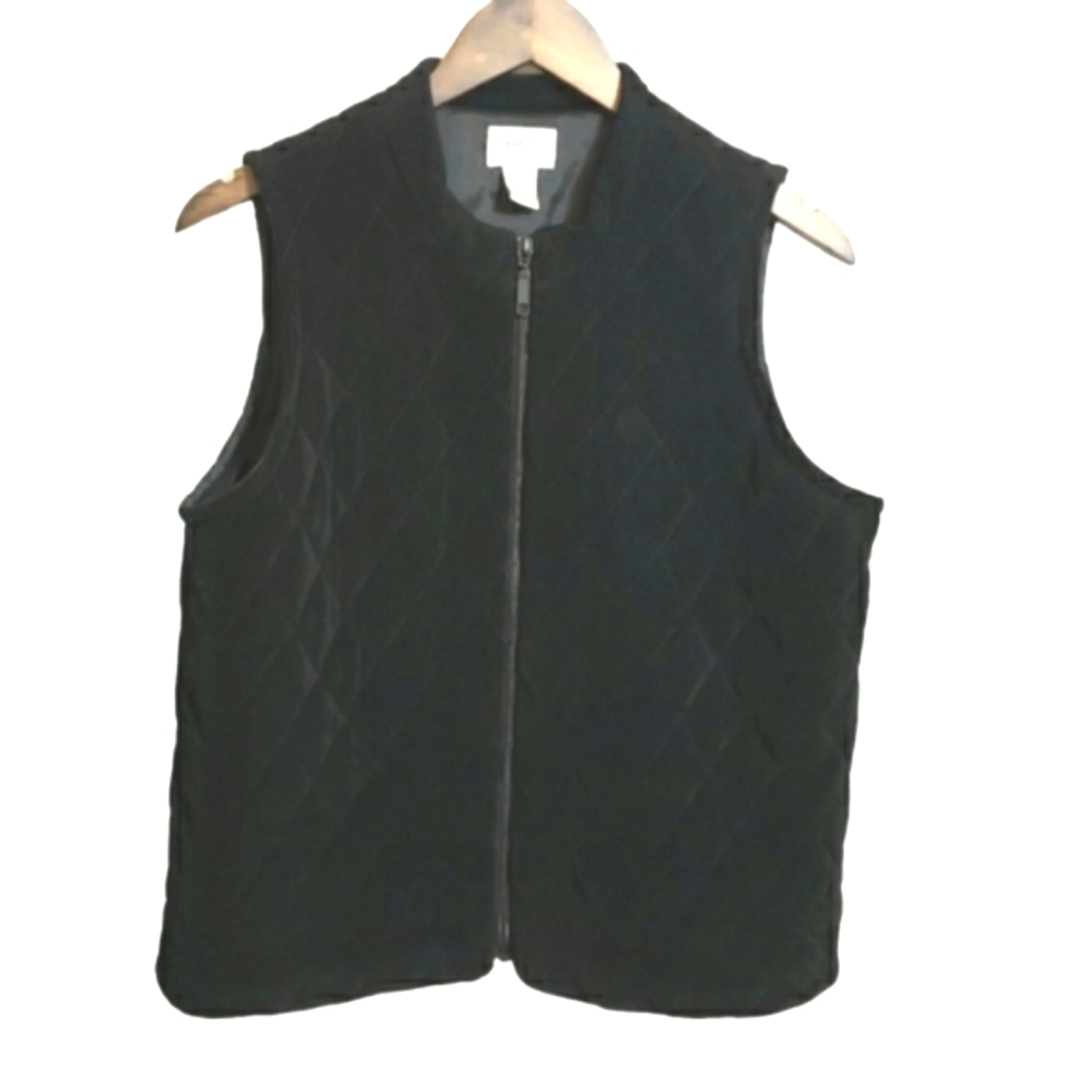 Chico's Travelers Black Slinky Quilted Zip-Up Vest Women's Size Medium